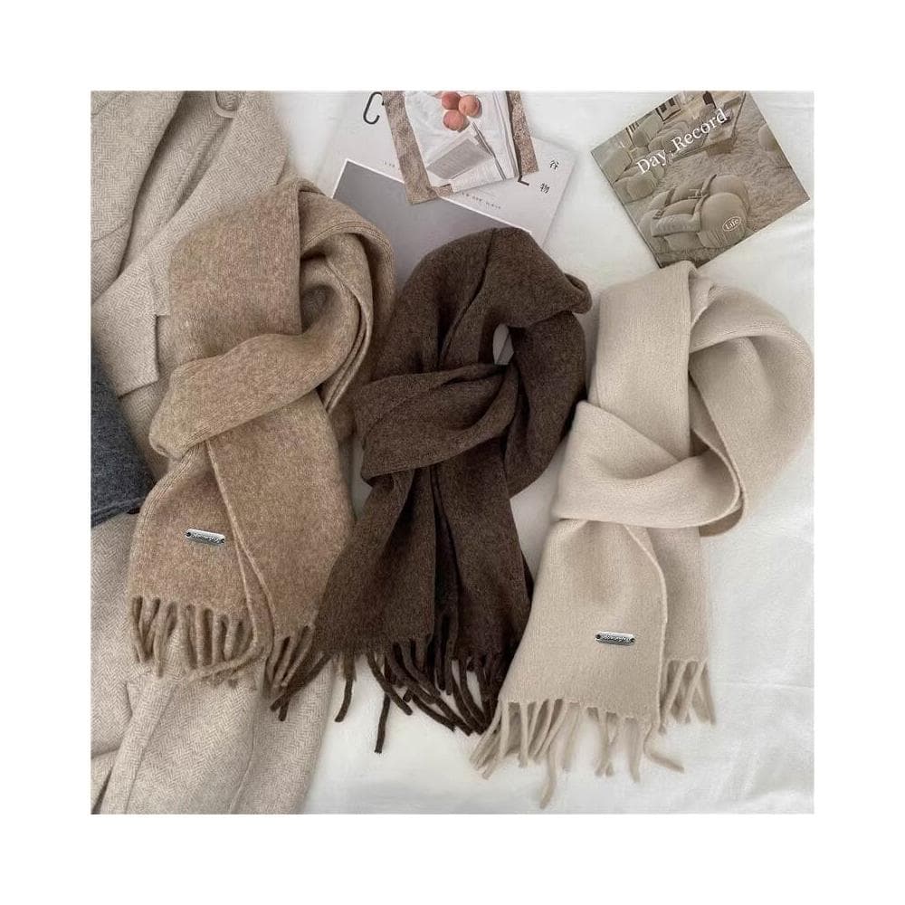 圍巾男純色圍巾女秋冬季韓版時尚百搭加厚保暖流蘇仿羊絨男簡約圍脖戶外圍脖男時尚保暖質感親膚圍巾圍脖防風圍脖披肩男士針織圍巾