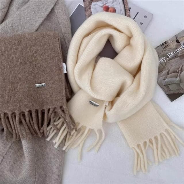 圍巾男純色圍巾女秋冬季韓版時尚百搭加厚保暖流蘇仿羊絨男簡約圍脖戶外圍脖男時尚保暖質感親膚圍巾圍脖防風圍脖披肩男士針織圍巾