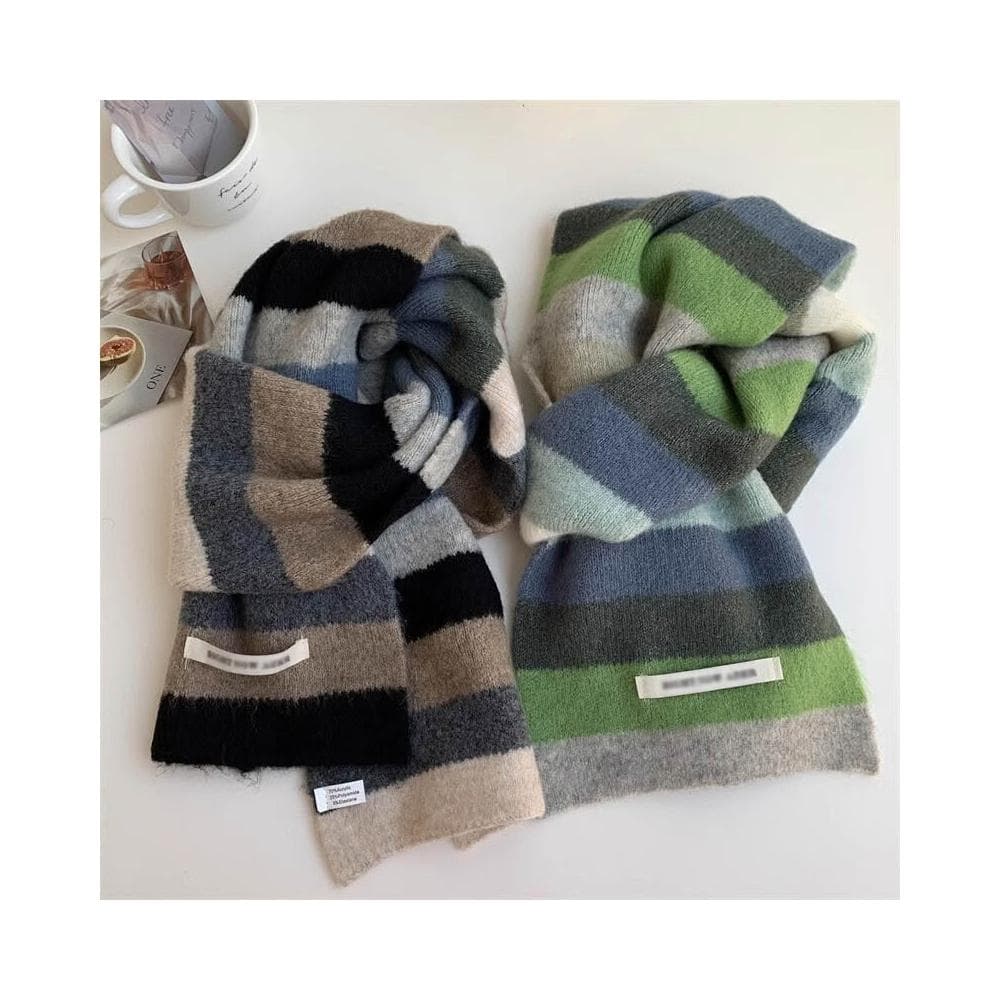 圍巾男彩虹條馬海毛圍巾女冬季韓版拼色條紋羊毛短款圍脖學生戶外防寒圍脖男士時尚保暖質感親膚圍巾圍脖防風圍脖披肩男士針織圍巾