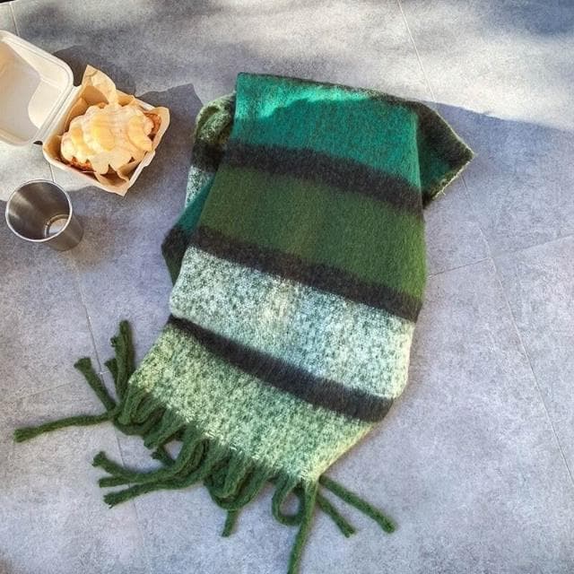 圍巾女條紋圍巾冬季女生高級感拉毛彩色保暖圍脖學生情侶披肩兩用保暖披肩圍巾質感圍巾冷氣披肩空調百搭保暖圍脖防風圍脖韓版圍巾