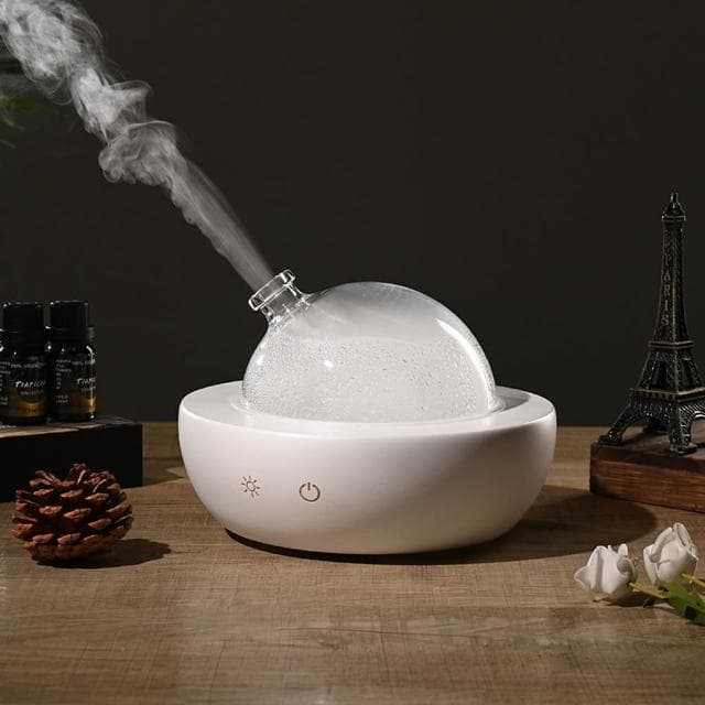 【Loha 樂活家】實木玻璃 自動擴香香薰機 家用靜音加濕器 臥室精油噴香機 七彩香薰燈