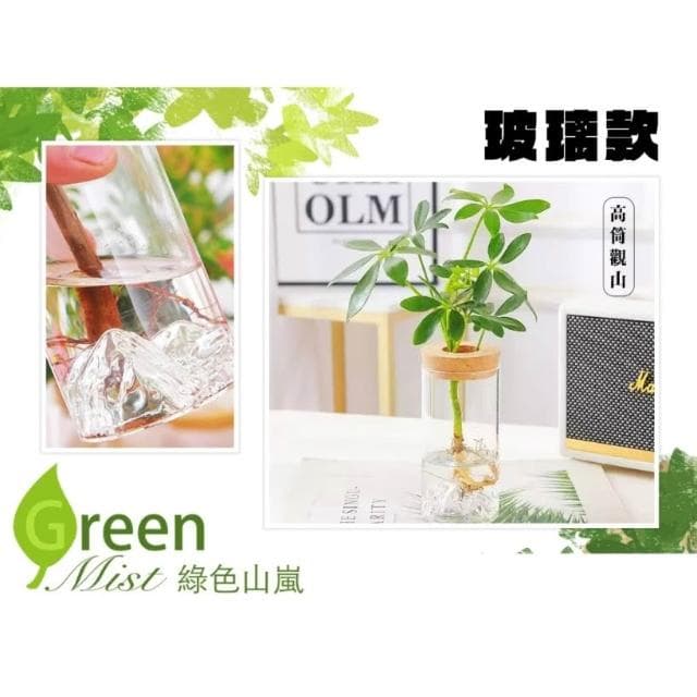 【綠色山嵐】水耕瓶 塑膠花盆 水培瓶 懶人花盆 水養植物瓶 辦公室植物瓶 造型水培花盆 水耕盆栽