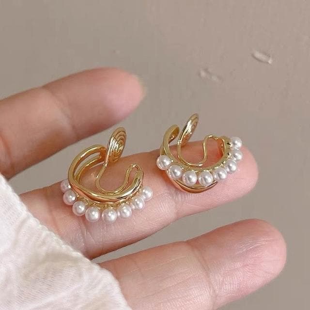 滿188出貨 韓系珍珠鋯石耳環 耳夾 無耳洞 耳針 夾式耳環 盤蚊香耳夾 耳飾 耳扣 飾品 珍珠 鋯石 禮物-13