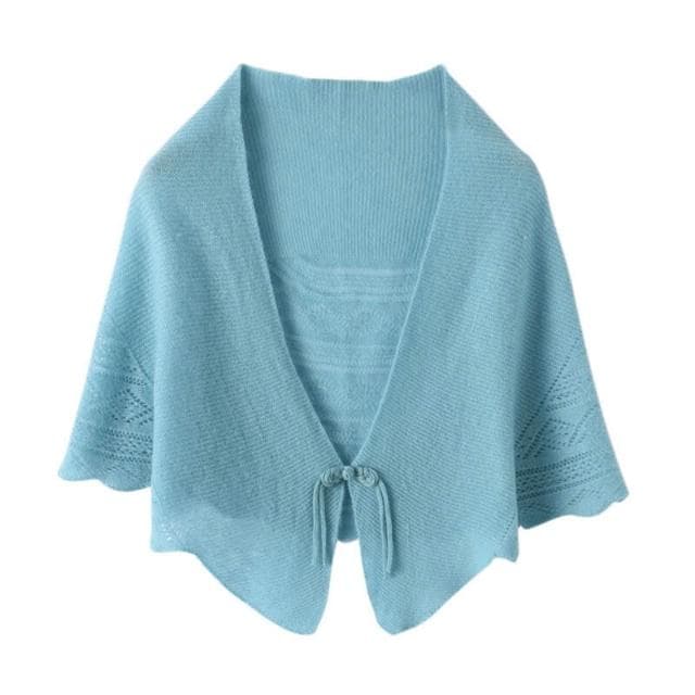 比比優精選 純羊毛披肩 女外搭 镂空薄款 小中式盤扣 打結圍巾絲巾旗袍