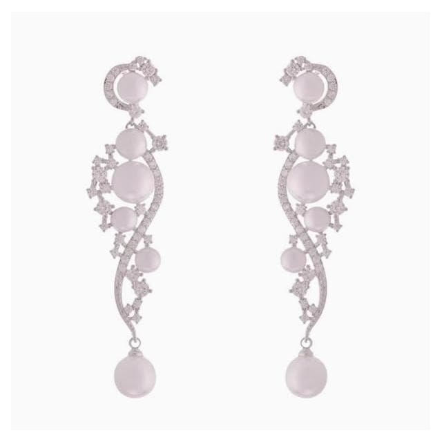 耳環長款珍珠耳環女锆石超閃奢華婚紗禮服晚宴氣質百搭高級感耳飾耳環耳釘耳飾女生耳環法式耳環流行百搭耳釘生日禮物貼耳耳環