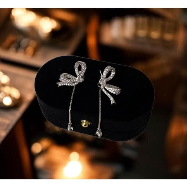 {遇見臻品}BG473水滴蝴蝶結流蘇耳環ins風耳飾品蝴蝶結流蘇耳環耳墜個性耳環新娘婚紗結婚耳環新娘耳環長款氣質耳環飾品