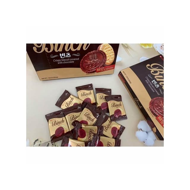 【CHARLOTTE OLYMPIA】韓國 樂天 BINCH 巧克力餅乾 102g 204g 草莓餅乾 杏仁巧克力 46g 