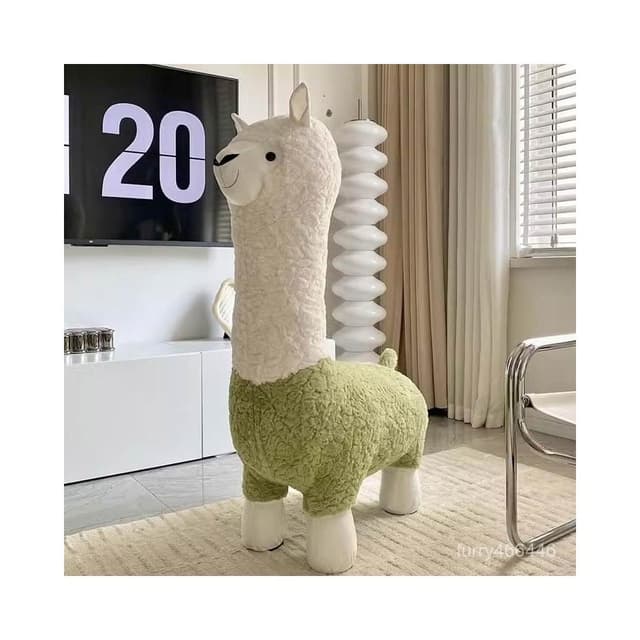 網紅創意大號羊駝凳子客廳落地擺件毛絨動物座椅搬家禮物喬遷新居