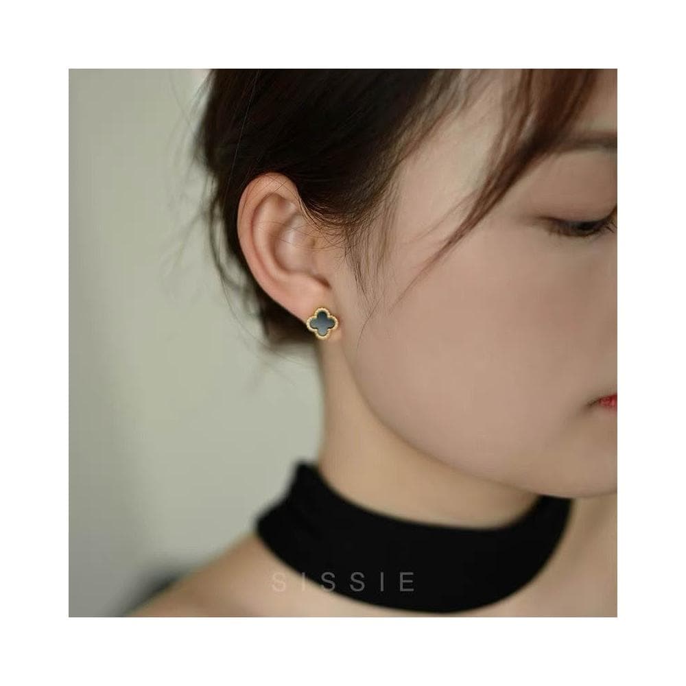 四葉草耳環耳夾 無耳洞耳夾 耳針 夾式耳環 盤蚊香耳環 耳環女 耳飾 不易過敏 生日禮物 送女朋友-24