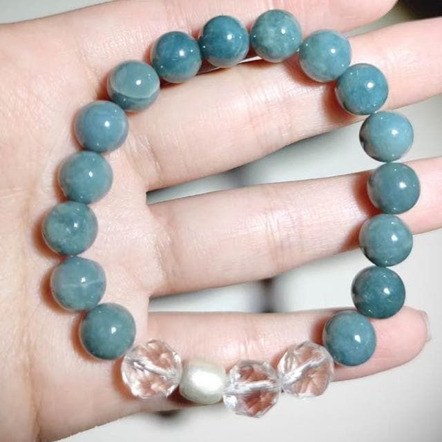 【Paiya 派亞】原創設計天然大顆粒9.5mm翡翠A貨和田玉/白水晶手串手鍊 二選一