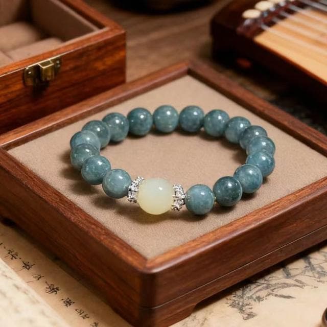 【Paiya 派亞】原創設計天然大顆粒9.5mm翡翠A貨和田玉/白水晶手串手鍊 二選一