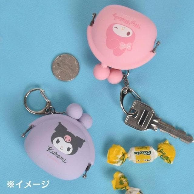 【SANRIO 三麗鷗】三麗鷗 美樂蒂 酷洛米 矽膠 鑰匙圈 零錢包吊飾 小物收納 POCHI BABY 日本正版 該該貝比日本精品