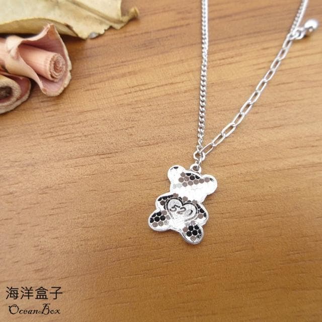 【海洋盒子】我愛你520閃亮碎冰小熊S999純銀項鍊.白金色.附贈禮盒(情人節禮物.聖誕禮物)