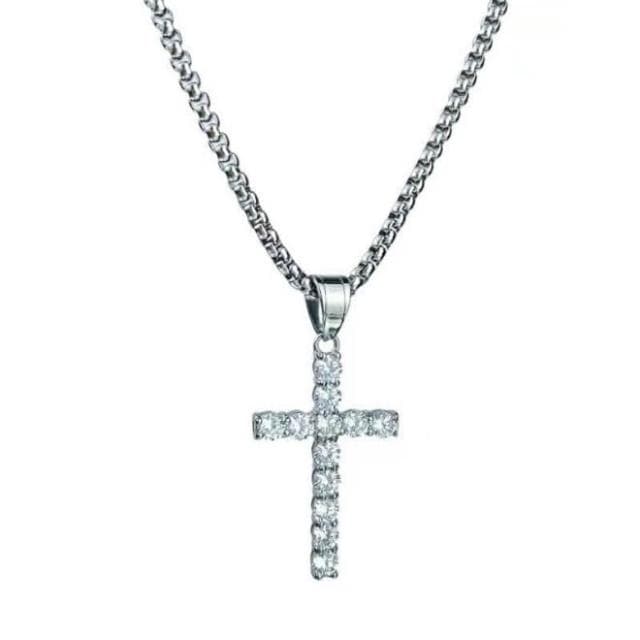 【十字架鑲鑽項鍊】基督教 福音禮品 受洗禮物 生日 聖誕節 禮物 耶穌 搬家喬遷 聖經故事 恩典之約禮物店