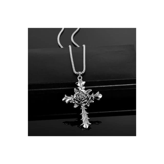 【聖玫瑰十字架項鍊】 基督教 福音禮品 受洗禮物 生日 聖誕節 禮物 耶穌 搬家喬遷 聖經故事 恩典之約禮物店