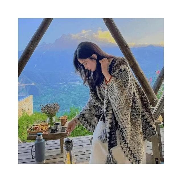 圍巾女旅遊外搭針織鬥篷披肩民族風披肩女拍照氛圍感大西北保暖披肩圍巾質感圍巾冷氣披肩空調百搭保暖圍脖防風圍脖韓版圍巾