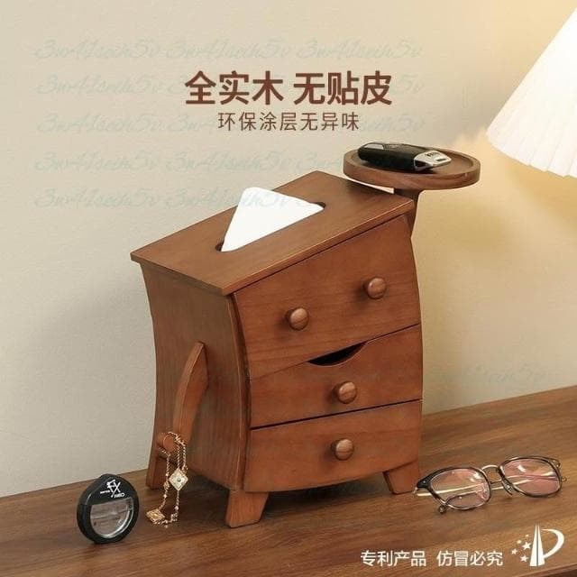 實木紙巾盒 創意客廳擺件 喬遷禮物置物盒 桌面木質收納盒 可愛造型玄關收納盒 全實木儲物盒 多層置物