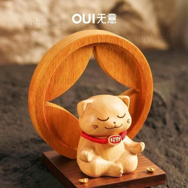 貓咪招財擺件 喬遷禮物 楓木擺件 木雕擺件 開業禮物 招財貓擺件 家居擺件 送朋友 入厝開幕禮物 入