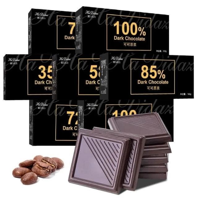 心心相印 瑞士風味100%純黑巧克力禮盒裝進口可可粉極苦無蔗糖純可可脂零食