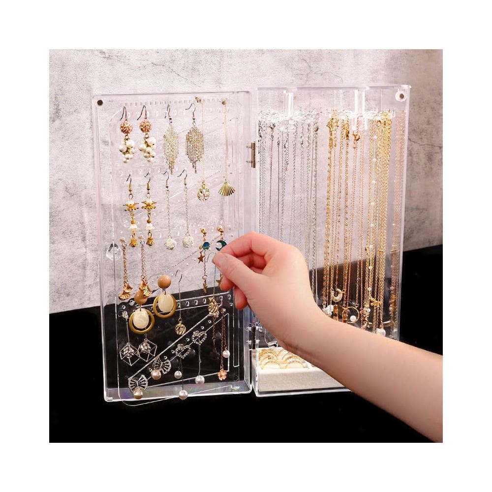 比比優 亞克力項鏈展示架大容量收納架耳飾掛架飾品旋轉展示架耳釘項