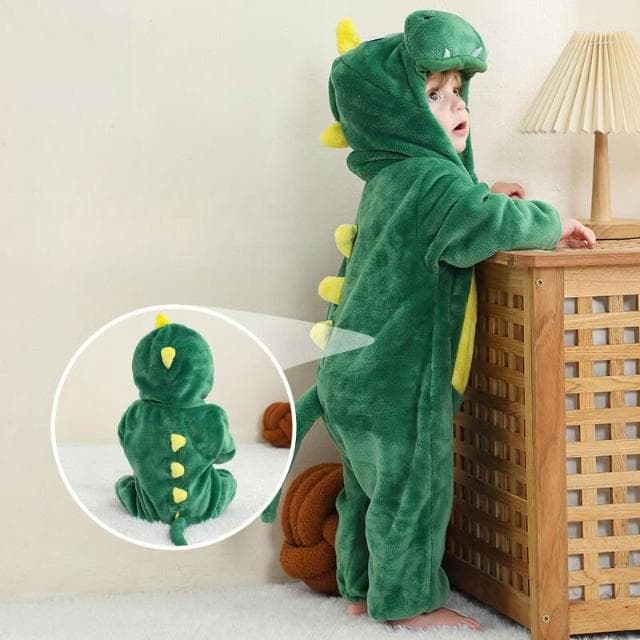 嬰兒連體衣春秋款法蘭絨加厚保暖衣服可愛超萌外出服動物睡衣爬服