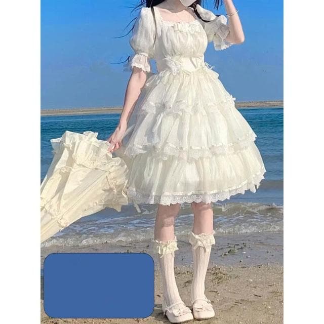 鑫奥精品 免運 lolita洛麗塔連衣裙夏季op仙女生日裙花嫁三段式在逃公主