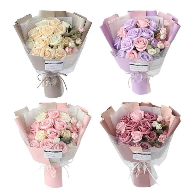 【VENCEDOR】韓系16朵香皂花束附提袋及小卡 一入 玫瑰花禮物 情人送禮