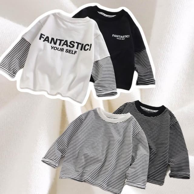 【Arbea】兒童純棉長袖T卹中小童假兩件打底衫春秋男女童韓版休閒百搭上衣【C1303】