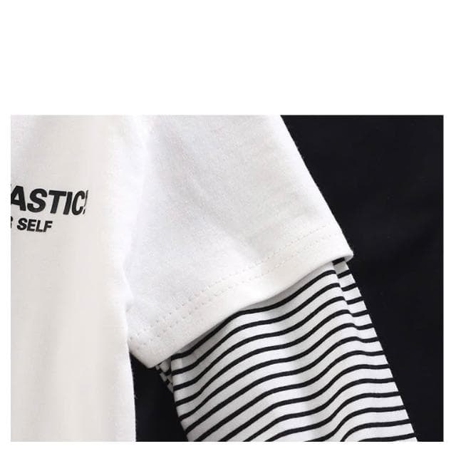 【Arbea】兒童純棉長袖T卹中小童假兩件打底衫春秋男女童韓版休閒百搭上衣【C1303】