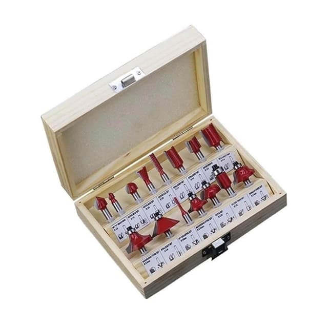 木工鐉刀套裝 15件套(櫥櫃門板修邊機鐉刀套裝/雕刻機鐉刀套裝/木工刀具/金成鐉刀套裝)