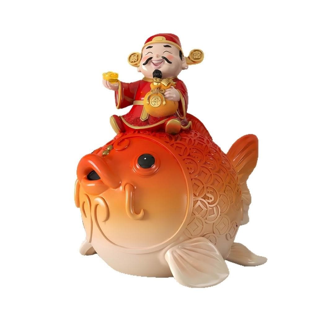 〖易利談〗錦鯉財神爺擺飾 小號/大號/禮盒裝 店鋪喬遷開業禮物