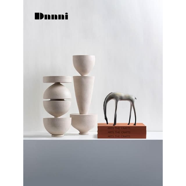 簡約現代柱形擺件樹脂抽象裝飾桌面客廳別墅樣板間喬遷禮物