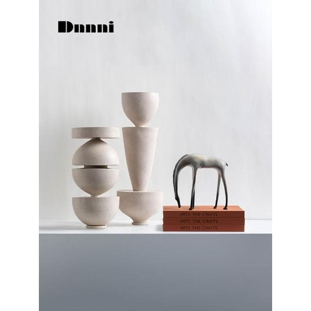 簡約現代柱形擺件樹脂抽象裝飾桌面客廳別墅樣板間喬遷禮物