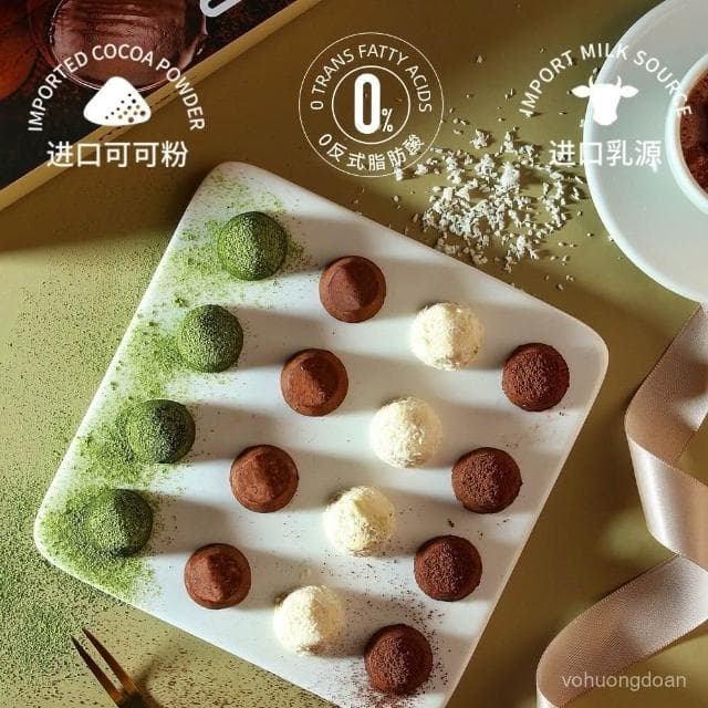 心心相印 【96%好評率】迷語純可可脂鬆露黑巧克力抹茶味黑鬆露不含便宜批髮兒童禮物正宗