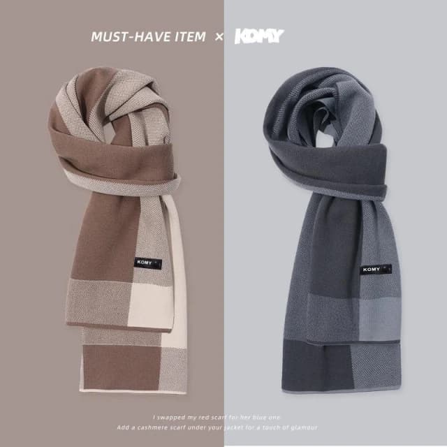 圍巾男秋冬防寒保暖休閑韓版百搭灰色英倫風圍脖情侶生日禮物 圍巾男 男生圍巾 脖圍 圍脖 保暖圍巾 圍巾披肩 針織圍巾