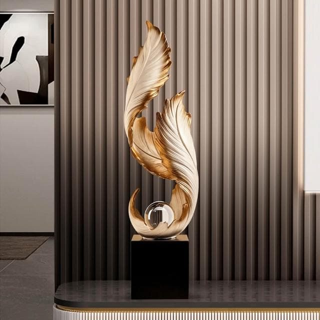 〖易利談〗入戶玄關擺飾 吉祥之羽裝飾品 金色/白色 底座厚實穩重 喬遷禮物