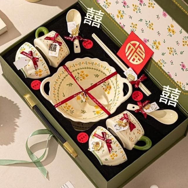 小慕KOGURE 日式高顏值陶瓷碗 喬遷新婚禮物 高檔碗碟套裝 結婚禮盒套裝 陶瓷餐具