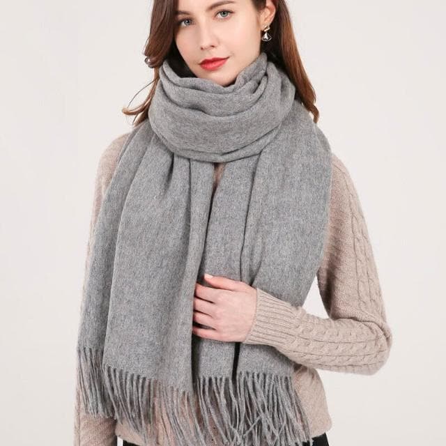 比比優 100%羊毛披肩女冬季紅色圍巾高級感新款百搭保暖兩用高端禮物