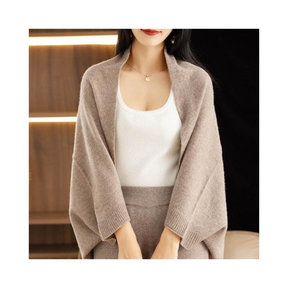 比比優 24年新款百搭純羊毛披肩女純色寬松圍巾氣質圍脖保暖外套潮