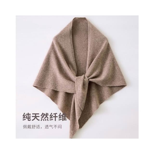 比比優 100%羊毛披肩三角巾女針織領巾護頸披肩秋冬新披肩外搭圍巾批