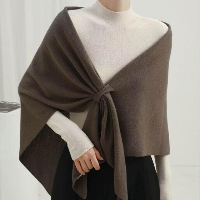 好夢想精品館  萬能披肩加長加寬100羊毛三角巾女 針織開衫保暖護頸圍巾坎肩