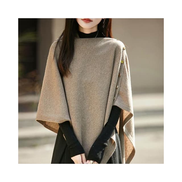 好夢想精品館  秋冬100%羊毛大披肩圍巾針織開衫外套女氣質不規則鬥篷