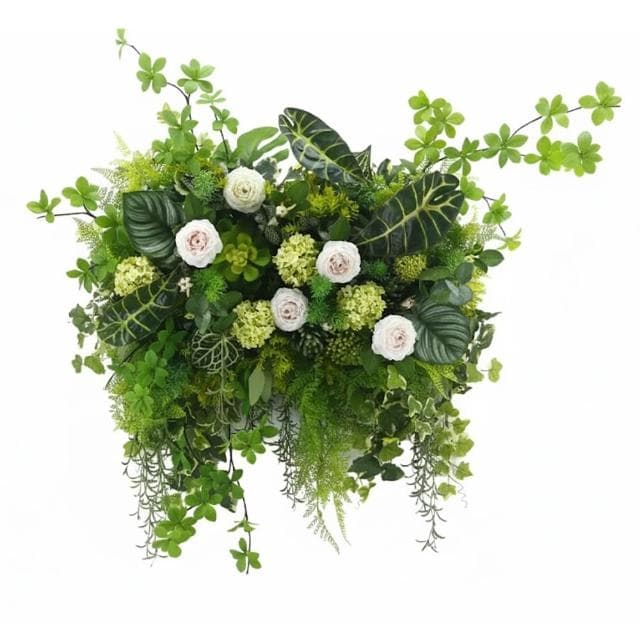 【HUGO DECO 榆果傢飾】茶花綠植栽生態壁飾/免運專人配送限雙北市(擬真植物/電箱佈置/居家佈置/壁面裝飾)