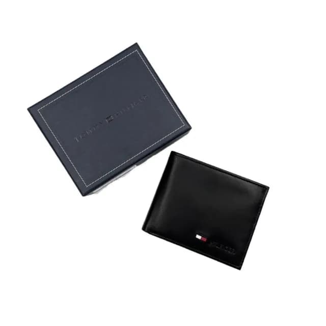 【TOMMY HILFIGER】衝評 TOMMY HILFIGER 短夾 黑色 皮夾 卡夾 含外盒 錢包 送禮 #2312