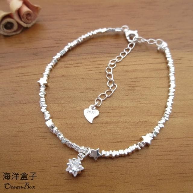 【海洋盒子】閃亮碎銀子星星S999足銀純銀手鍊.女用手鍊.聖誕禮物.交換禮物