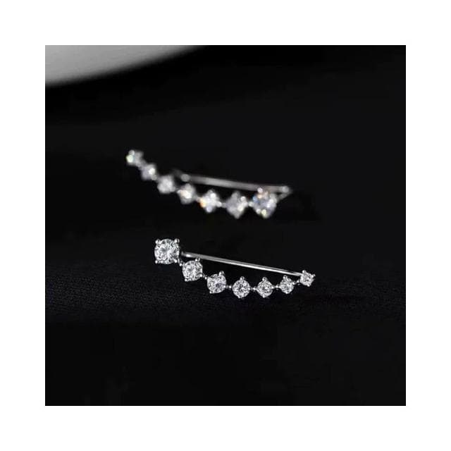 {遇見臻品}BG326夾式耳環閃鑽氣質弧形耳環輕奢耳環一排式耳環鋯石鑽耳飾耳排式耳環排鑽耳環爆款耳飾品韓版簡約造型耳環