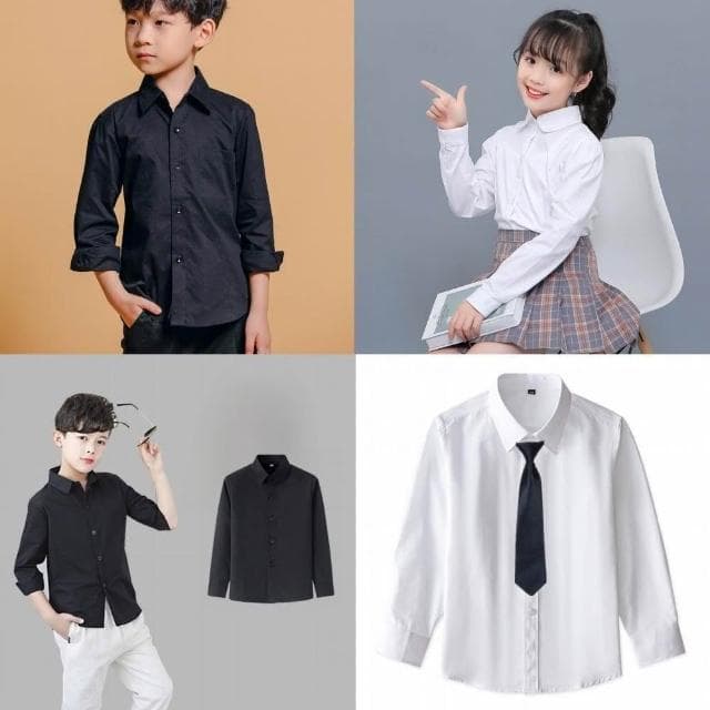 【Arbea】兒童襯衫男童長袖春秋小學生女童襯衫中大童上衣童裝 C1014