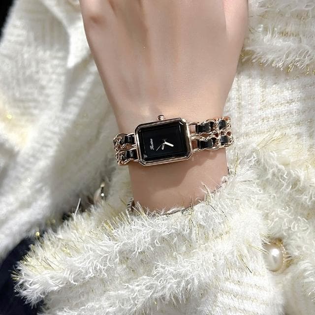 【LEEHER】石英腕錶/皮革手錶/手錶/女生手錶/方形手錶/指針手錶/小方錶/腕錶/石英錶/小香風手錶/