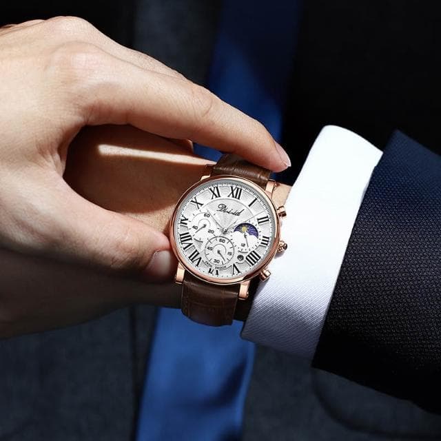 帝茲品牌日曆男士手錶男高級感防水腕錶全自動表夜光機械石英男錶