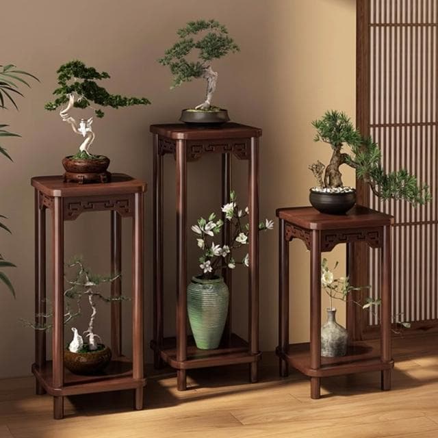 【Eco森活】落地式中式花架子 花架 花盆架 置物架 中式花架 實木花臺 植物架 觀景架 室內盆景架 實木盆栽架